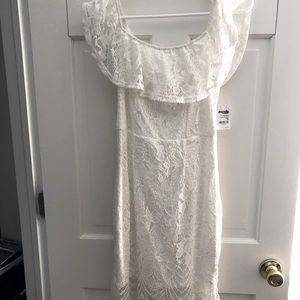 Never worn white lace off the shoulder dress